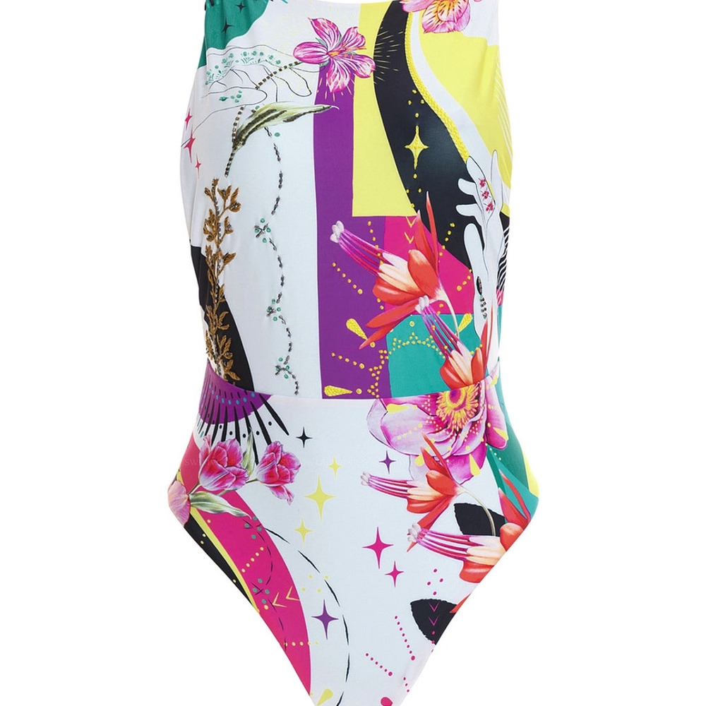 Agua Bendita Domenica Embellished One Piece Swimsuit Small RARE HTF